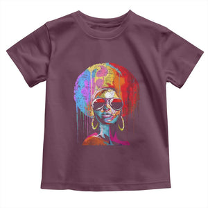 Afro Woman Toddler T Shirt Black Queen Melanin Dripping Juneteenth TS01 Maroon Print Your Wear