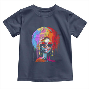 Afro Woman Toddler T Shirt Black Queen Melanin Dripping Juneteenth TS01 Navy Print Your Wear
