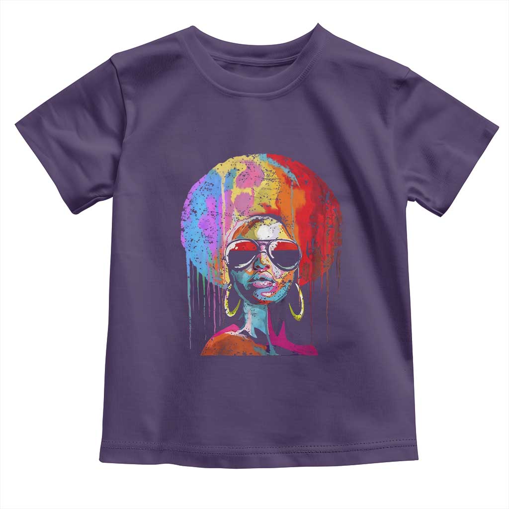 Afro Woman Toddler T Shirt Black Queen Melanin Dripping Juneteenth TS01 Purple Print Your Wear