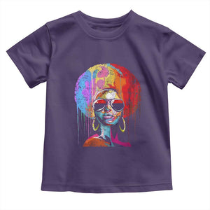 Afro Woman Toddler T Shirt Black Queen Melanin Dripping Juneteenth TS01 Purple Print Your Wear