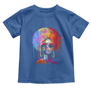 Afro Woman Toddler T Shirt Black Queen Melanin Dripping Juneteenth TS01 Royal Blue Print Your Wear