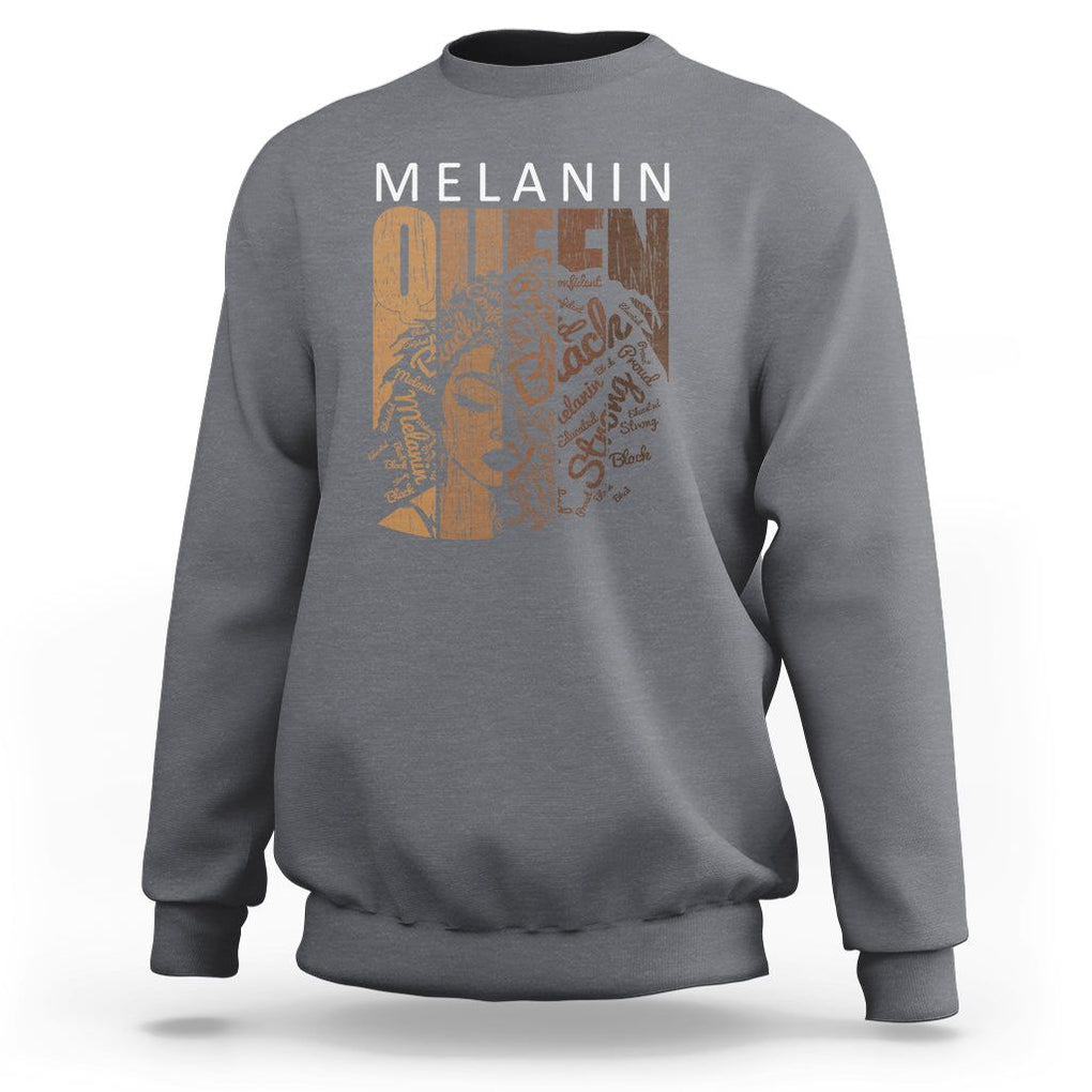 Melanin Queen Sweatshirt With Black History Hair TS01 Charcoal Printyourwear