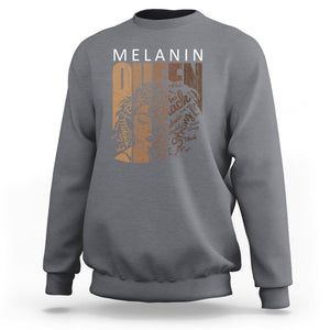 Melanin Queen Sweatshirt With Black History Hair TS01 Charcoal Printyourwear