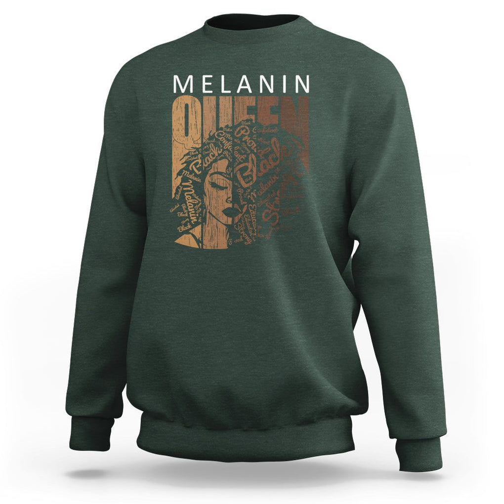 Melanin Queen Sweatshirt With Black History Hair TS01 Dark Forest Green Printyourwear