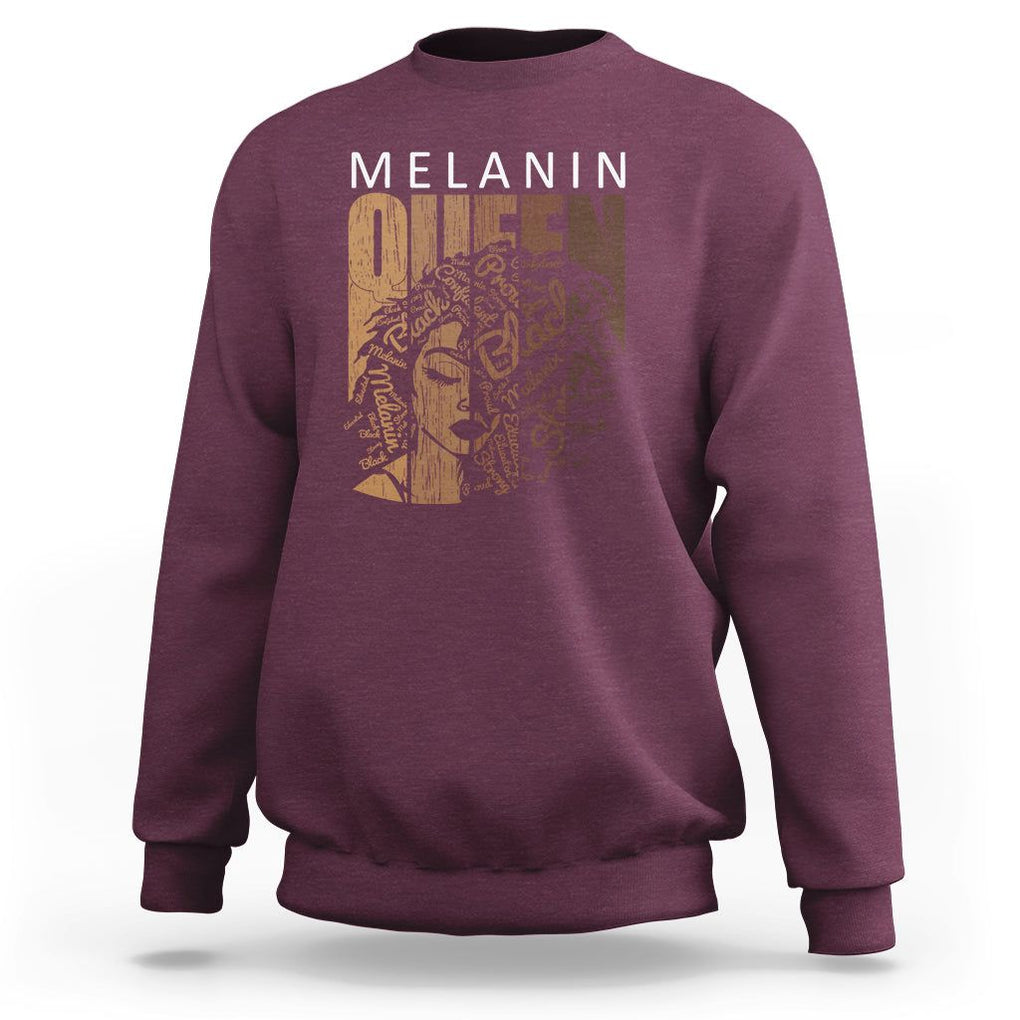 Melanin Queen Sweatshirt With Black History Hair TS01 Maroon Printyourwear
