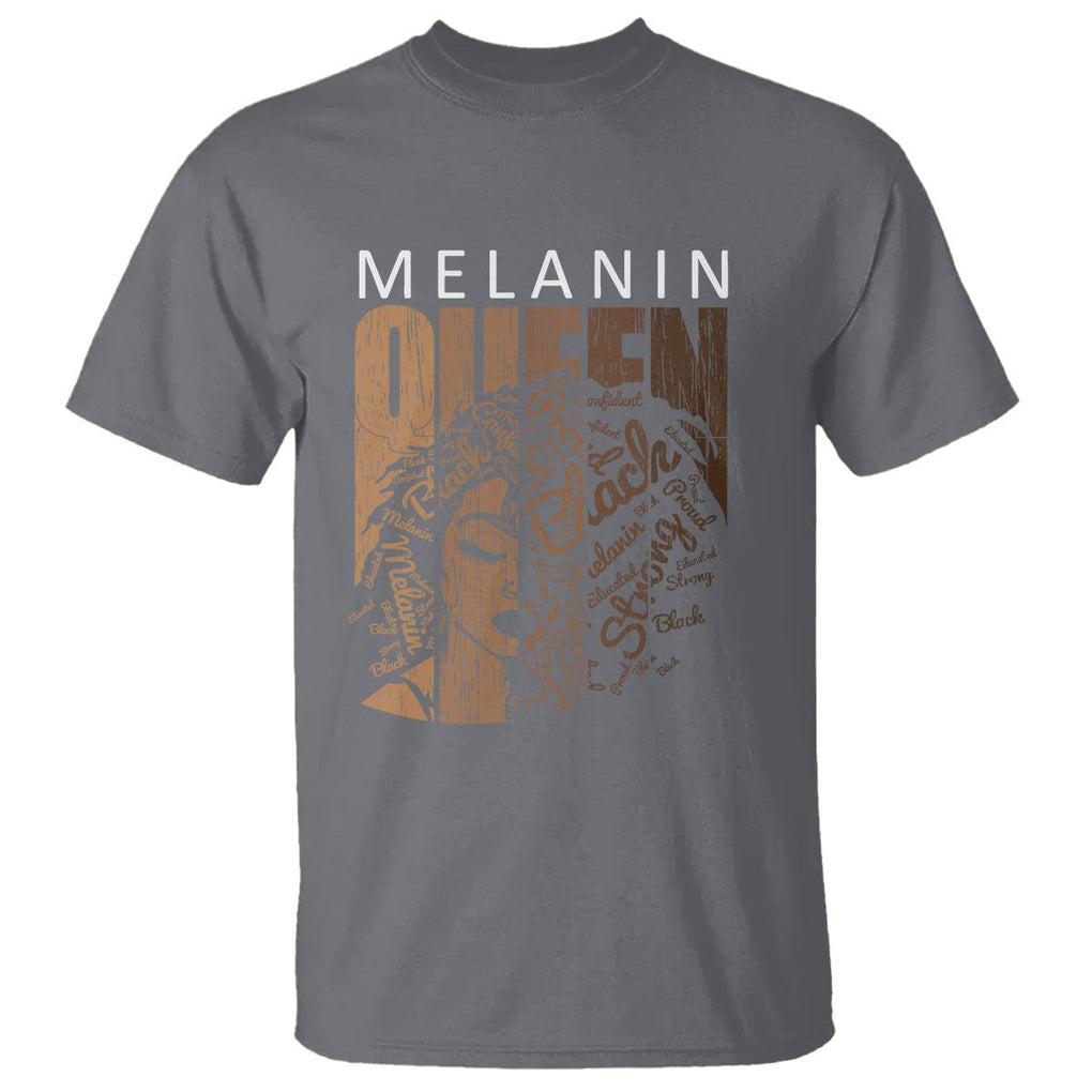 Melanin Queen T Shirt With Black History Hair TS01 Charcoal Printyourwear