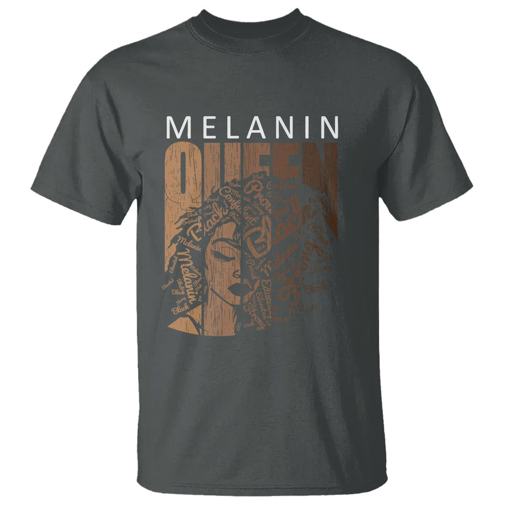 Melanin Queen T Shirt With Black History Hair TS01 Dark Heather Printyourwear