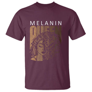 Melanin Queen T Shirt With Black History Hair TS01 Maroon Printyourwear