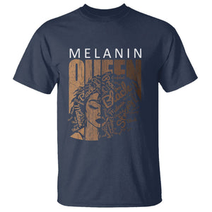 Melanin Queen T Shirt With Black History Hair TS01 Navy Printyourwear