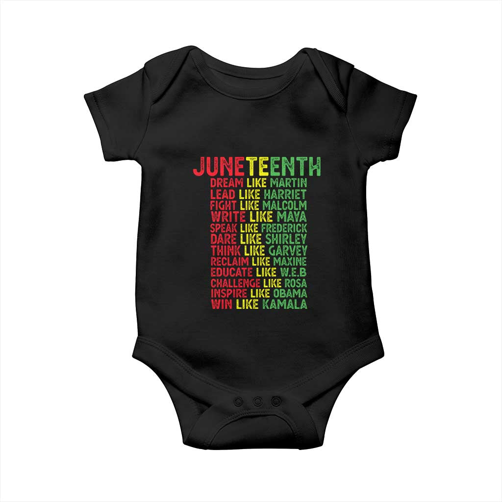 Happy Juneteenth Baby Onesie Dream Like Leaders TS01 Black Print Your Wear