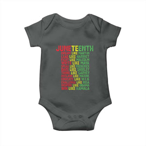 Happy Juneteenth Baby Onesie Dream Like Leaders TS01 Dark Heather Print Your Wear