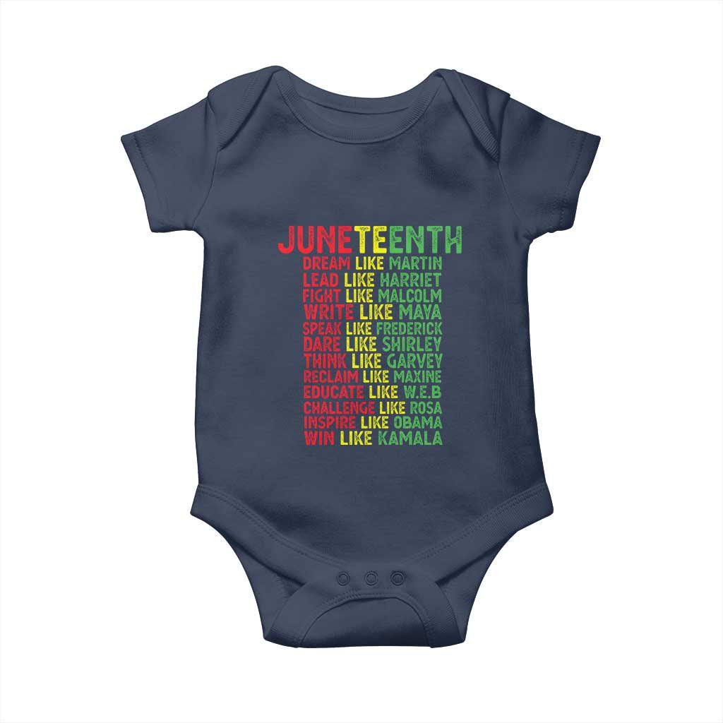Happy Juneteenth Baby Onesie Dream Like Leaders TS01 Navy Print Your Wear