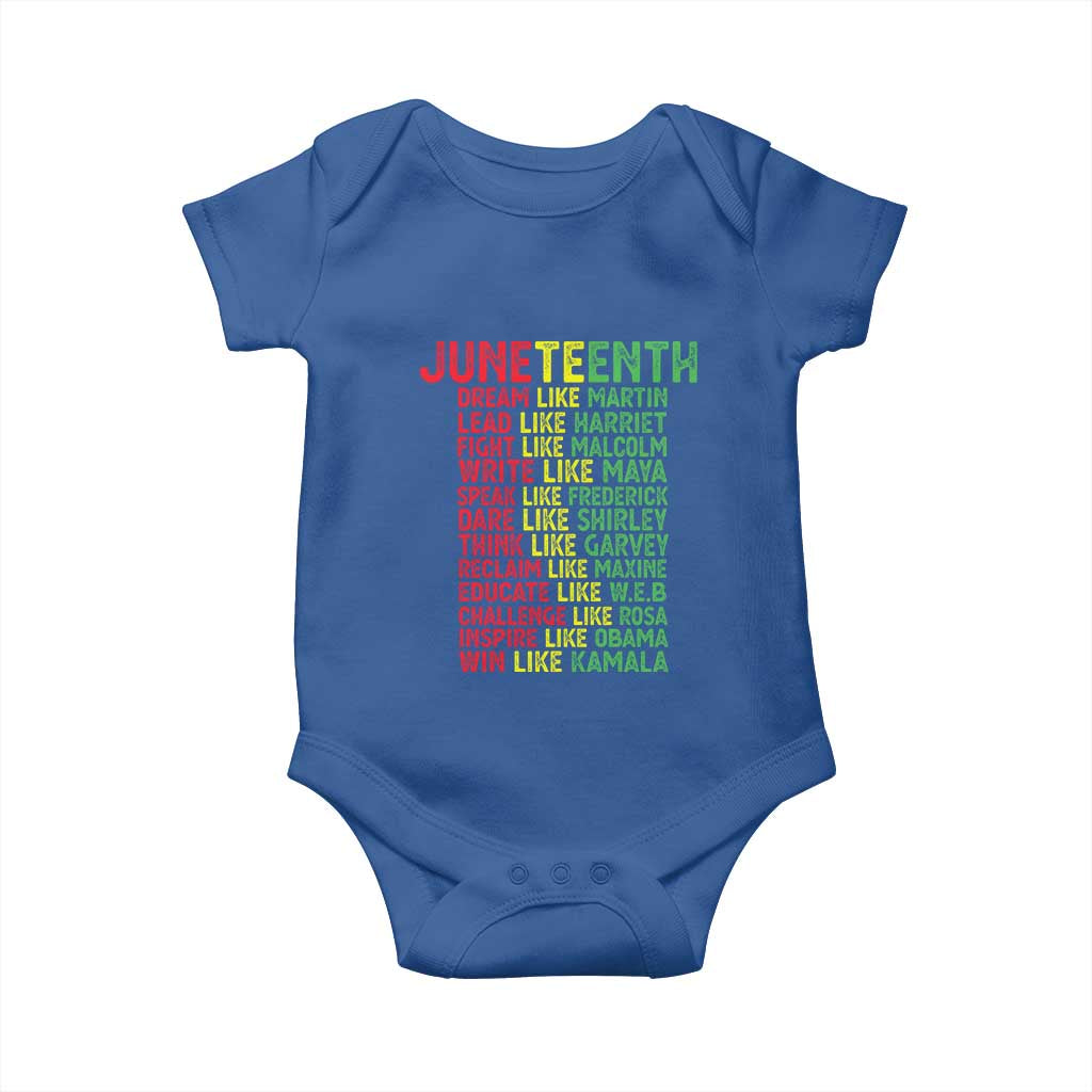 Happy Juneteenth Baby Onesie Dream Like Leaders TS01 Royal Blue Print Your Wear