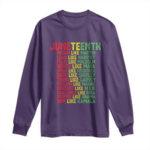 Happy Juneteenth Long Sleeve Shirt Dream Like Leaders TS01 Purple Print Your Wear