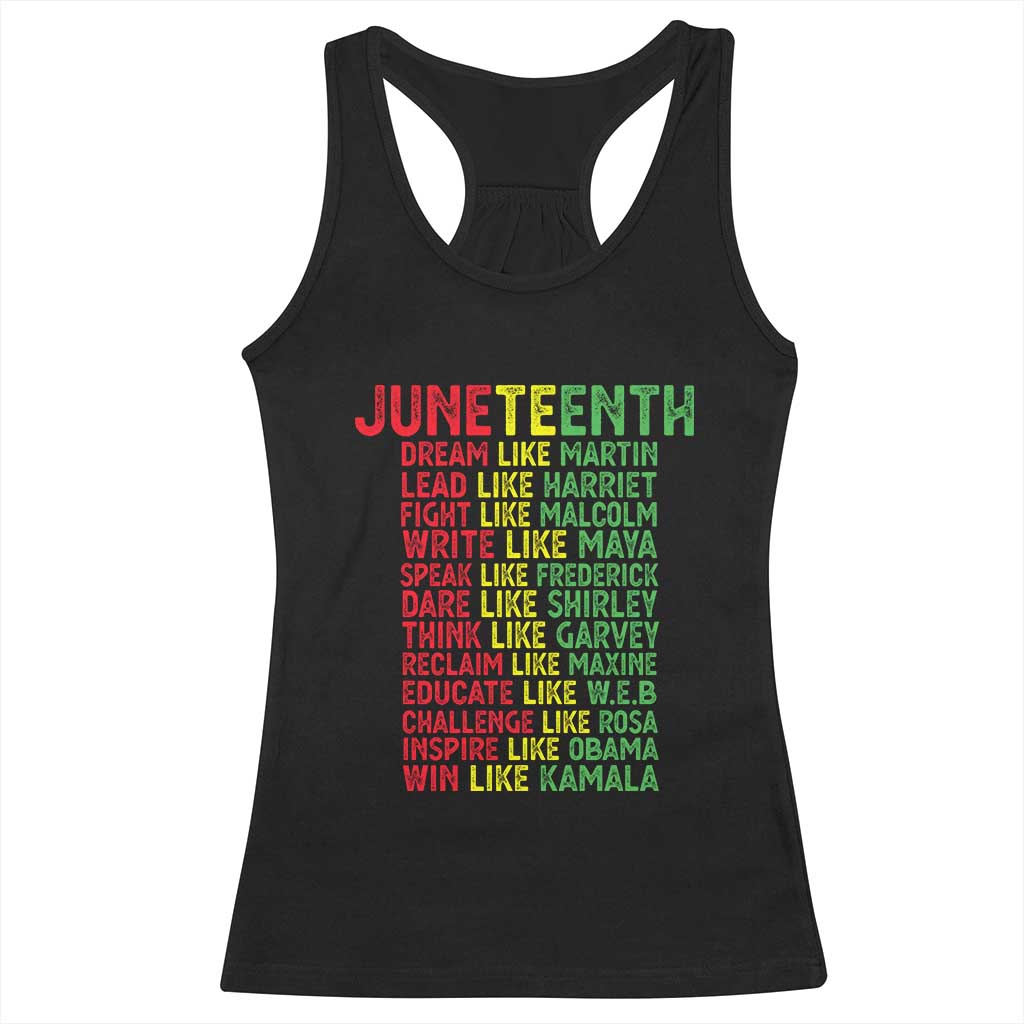 Happy Juneteenth Racerback Tank Top Dream Like Leaders TS01 Black Print Your Wear