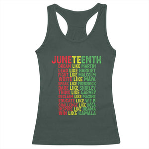 Happy Juneteenth Racerback Tank Top Dream Like Leaders TS01 Dark Forest Green Print Your Wear