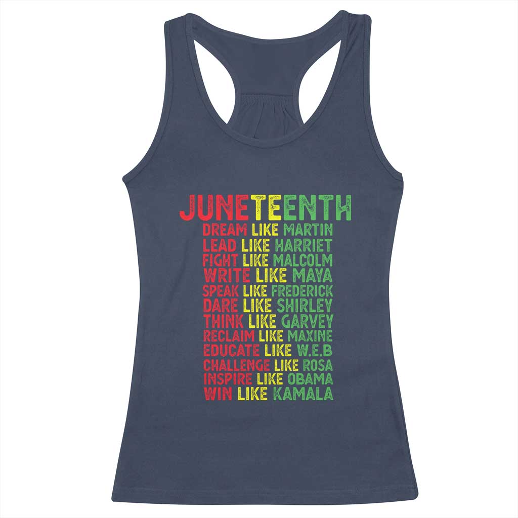 Happy Juneteenth Racerback Tank Top Dream Like Leaders TS01 Navy Print Your Wear