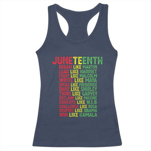 Happy Juneteenth Racerback Tank Top Dream Like Leaders TS01 Navy Print Your Wear