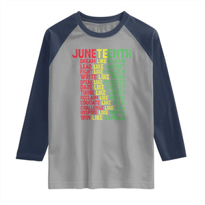 Happy Juneteenth Raglan Shirt Dream Like Leaders TS01 Sport Gray Navy Print Your Wear