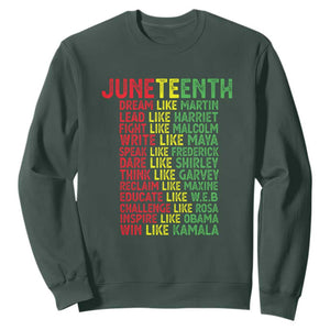 Happy Juneteenth Sweatshirt Dream Like Leaders TS01 Dark Forest Green Printyourwear