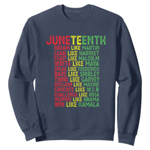 Happy Juneteenth Sweatshirt Dream Like Leaders TS01 Navy Printyourwear