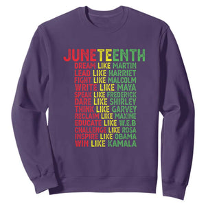 Happy Juneteenth Sweatshirt Dream Like Leaders TS01 Purple Printyourwear