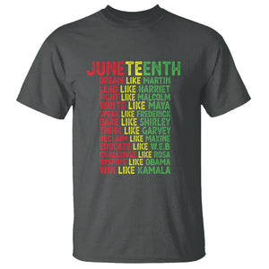 Happy Juneteenth T Shirt Dream Like Leaders TS01 Dark Heather Printyourwear