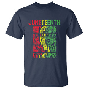 Happy Juneteenth T Shirt Dream Like Leaders TS01 Navy Printyourwear