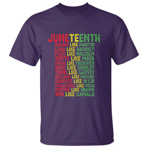 Happy Juneteenth T Shirt Dream Like Leaders TS01 Purple Printyourwear