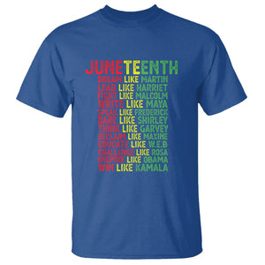 Happy Juneteenth T Shirt Dream Like Leaders TS01 Royal Blue Printyourwear