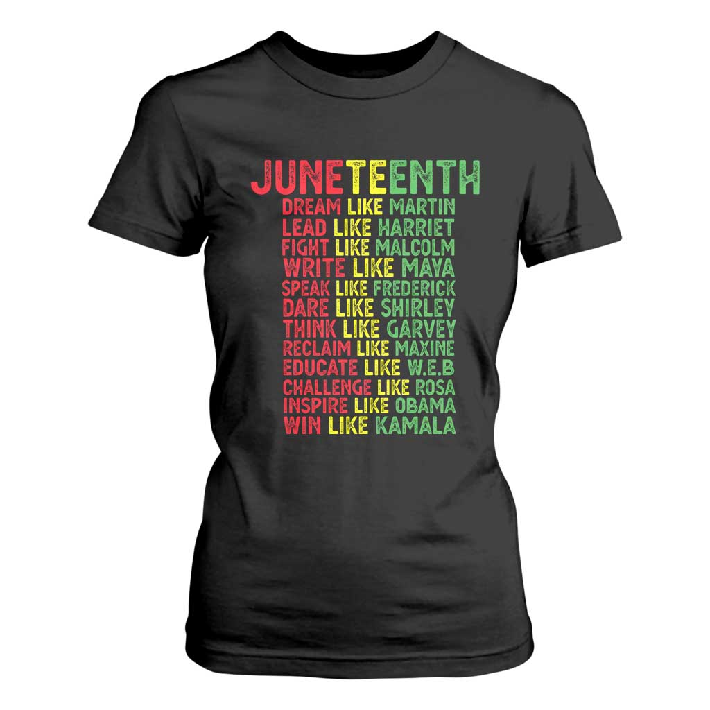 Happy Juneteenth T Shirt For Women Dream Like Leaders TS01 Black Print Your Wear
