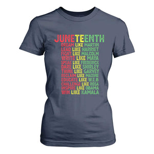 Happy Juneteenth T Shirt For Women Dream Like Leaders TS01 Navy Print Your Wear
