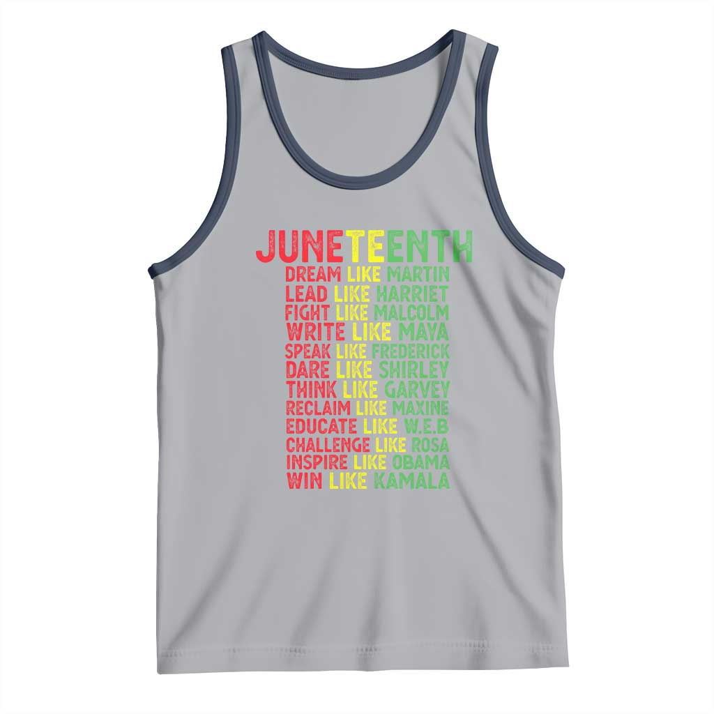 Happy Juneteenth Tank Top Dream Like Leaders TS01 Athletic Heather Navy Print Your Wear