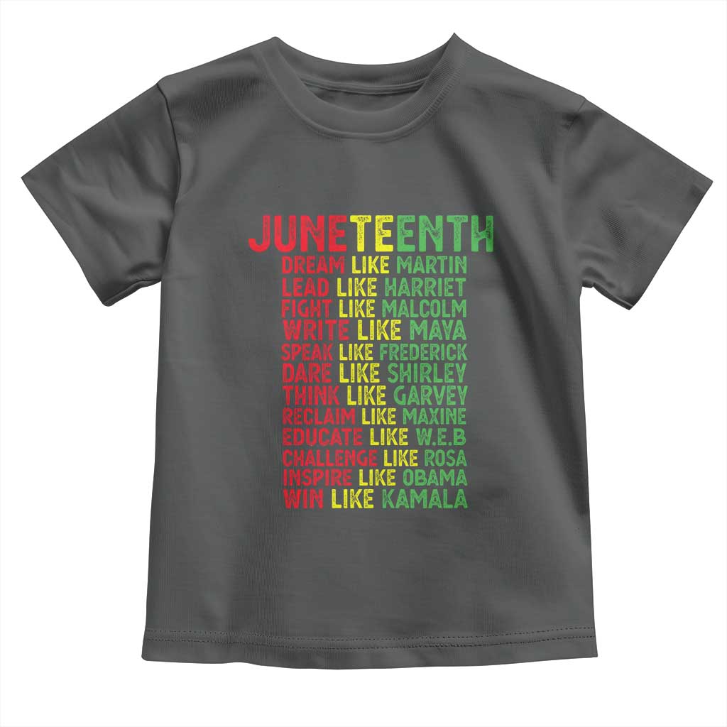 Happy Juneteenth Toddler T Shirt Dream Like Leaders TS01 Dark Heather Print Your Wear