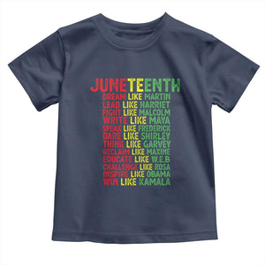 Happy Juneteenth Toddler T Shirt Dream Like Leaders TS01 Navy Print Your Wear