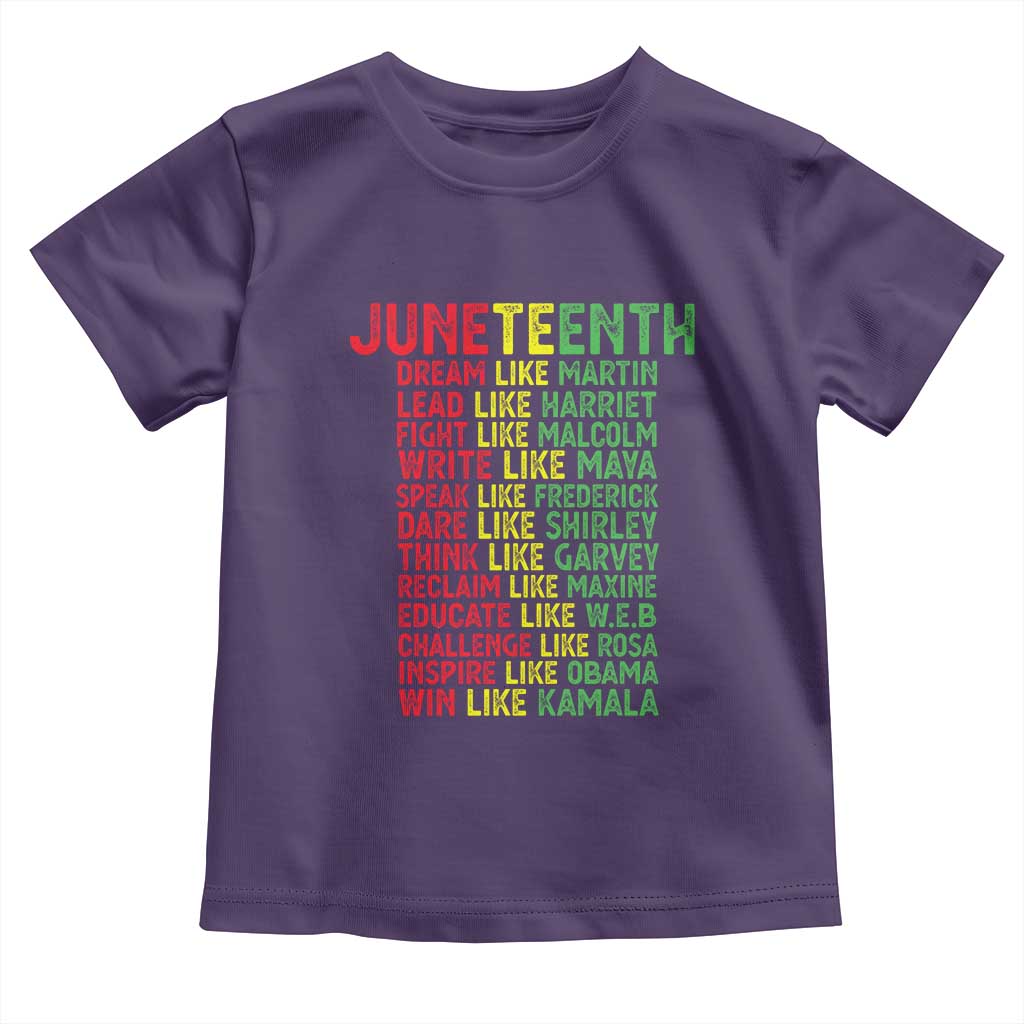 Happy Juneteenth Toddler T Shirt Dream Like Leaders TS01 Purple Print Your Wear