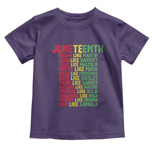 Happy Juneteenth Toddler T Shirt Dream Like Leaders TS01 Purple Print Your Wear