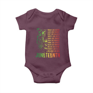Juneteenth Baby Onesie Dream Like Leaders TS01 Maroon Print Your Wear