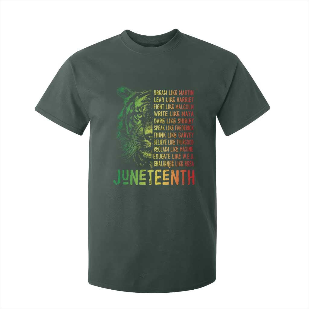 Juneteenth T Shirt For Kid Dream Like Leaders TS01 Dark Forest Green Print Your Wear