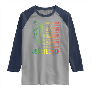 Juneteenth Raglan Shirt Dream Like Leaders TS01 Sport Gray Navy Print Your Wear