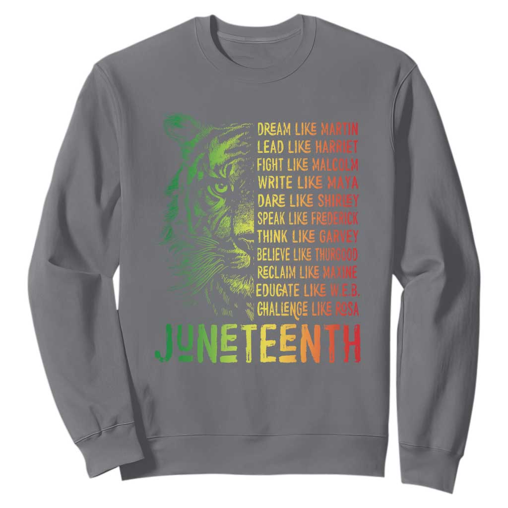 Juneteenth Sweatshirt Dream Like Leaders TS01 Charcoal Printyourwear