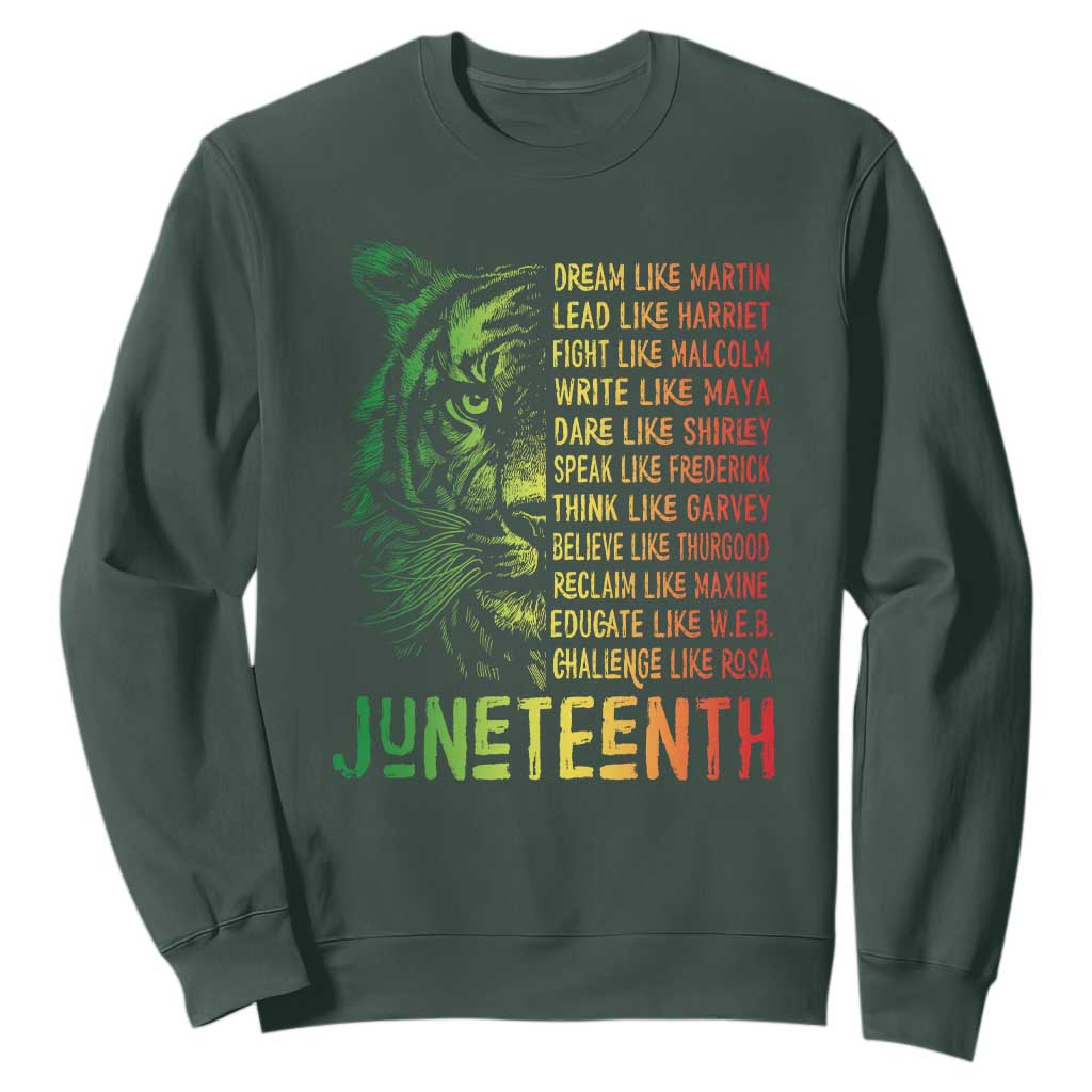 Juneteenth Sweatshirt Dream Like Leaders TS01 Dark Forest Green Printyourwear