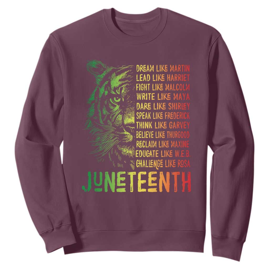 Juneteenth Sweatshirt Dream Like Leaders TS01 Maroon Printyourwear