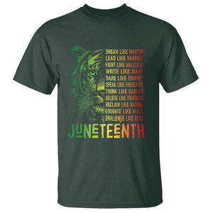 Juneteenth T Shirt Dream Like Leaders TS01 Dark Forest Green Printyourwear