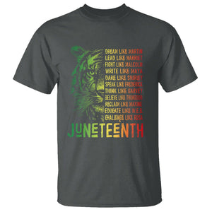 Juneteenth T Shirt Dream Like Leaders TS01 Dark Heather Printyourwear