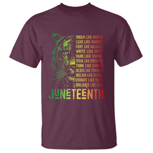 Juneteenth T Shirt Dream Like Leaders TS01 Maroon Printyourwear
