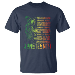 Juneteenth T Shirt Dream Like Leaders TS01 Navy Printyourwear