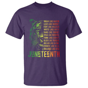 Juneteenth T Shirt Dream Like Leaders TS01 Purple Printyourwear