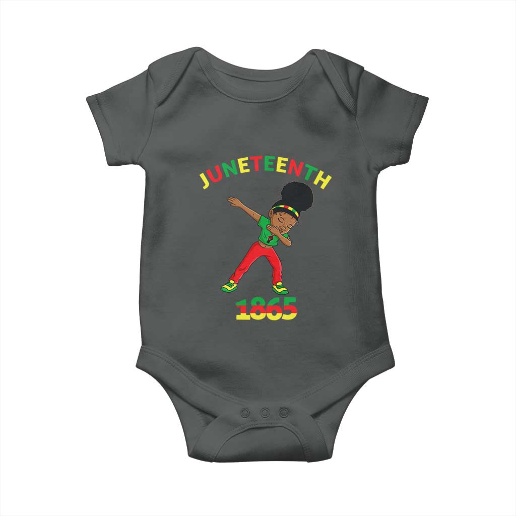 Funny Black History Baby Onesie Dabbing Black Princess Juneteenth 1865 TS01 Dark Heather Print Your Wear