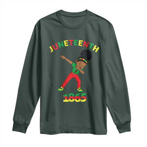 Funny Black History Long Sleeve Shirt Dabbing Black Princess Juneteenth 1865 TS01 Dark Forest Green Print Your Wear